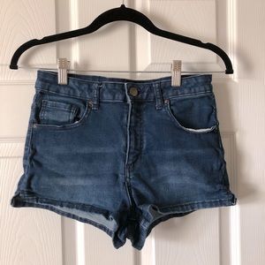 High waisted jean shorts